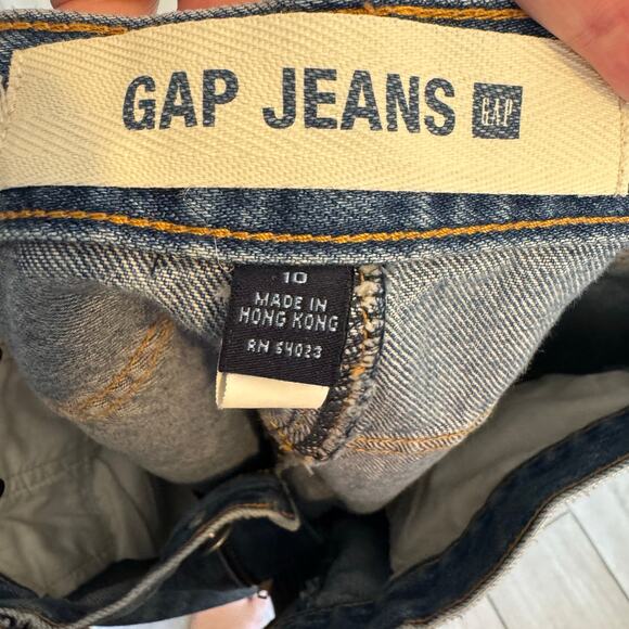 GAP JEANS Y2K DISTRESSED DENIM MIDI SKIRT Size 10 WOMENS A-LINE KNEE LENGTH - Picture 4 of 6